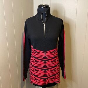 Obermeyer Medium Sweater Zip Up Zebra Print Turtleneck